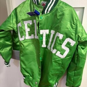 Jacket & Joint Kids Boston Celtics NBA Champion Green Satin Varsity Jacket 10/12